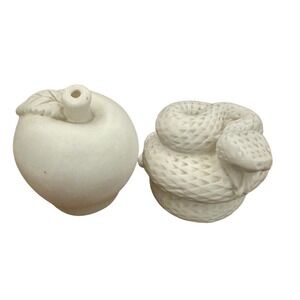 Jonathan Adler Eden Snake Apple Salt and Pepper Shakers Matte White Porcelain